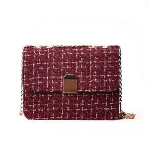 unique red and gold tweed woven bag